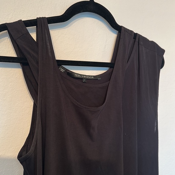 Black asymmetric cotton dress - Picture 2 of 4